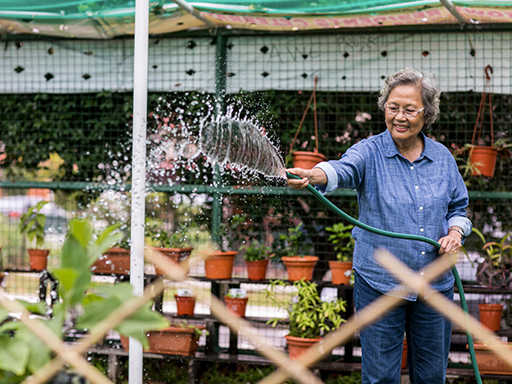 Mdm Oh always takes extra care when tending to Queenstown CC's garden