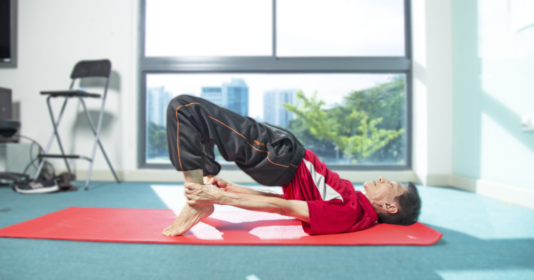 senior showcasing yoga pose